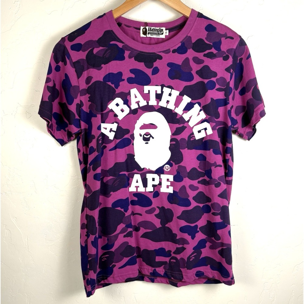 A BATHING‎ APE Camo Tee Unisex Size S Purple Short Sleeve T-Shirt NWT
